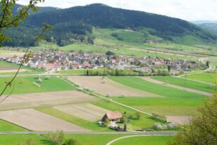 2023-11-15-ZE-UE-Franz Huber- Wandergruppe UE Blick von Pavillon auf Dorf, UE.