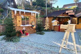 2024-12-13-OH-jil- Weihnachtsfreuden3 Adventswochenende Bewirtung, Weihnachtspostamt, Fotowand mit der kleinen Spinne und der Raupe_viel los im Weihnachtsdorf auf dem Rathausplatz