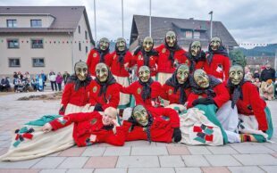 Eckwaldhexen stellen den Narrenbaum