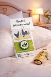 Einkaufswagenchip im Hahn-und-Henne-Design