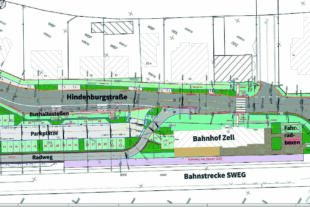 Planungen für das neue Bahnhofsareal mussten angepasst werden 2026-5-20-ZE-Stadt Zell-Entwurfsplan_neu_Bereich_Ost-mit Benennung-NEU